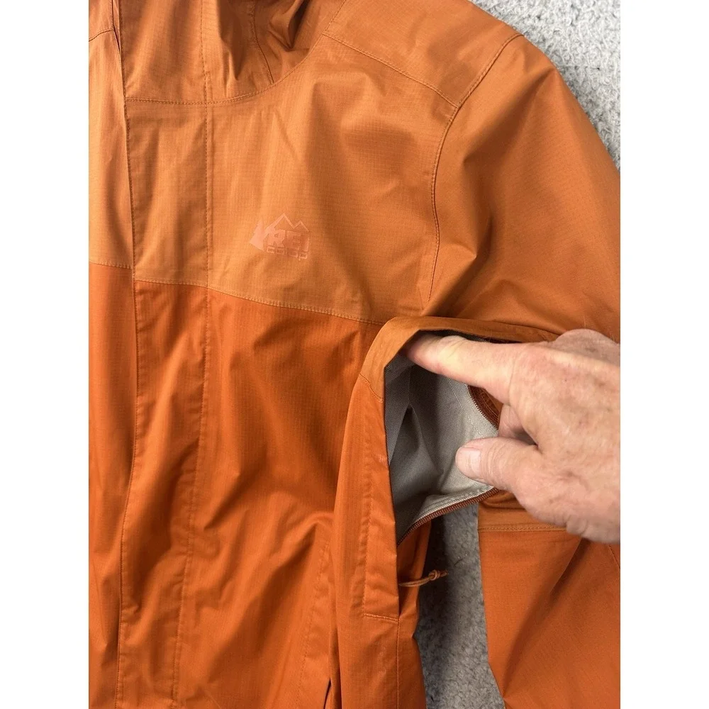 REI Co-op Rainier Rain Jacket Womens Small Orange Hydrowall 2.5 Layer Hooded - Picture 5 of 14